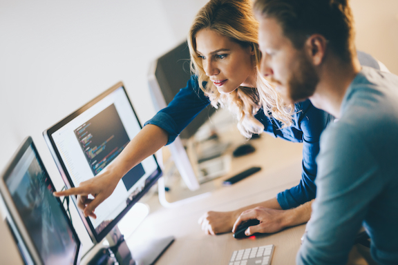 employees working at computer